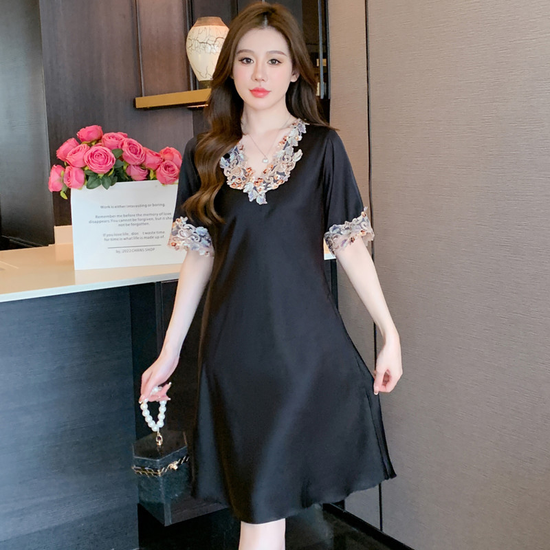 Y23-Lace silk nightdress home wear women's ice silk nightdress summer dress
