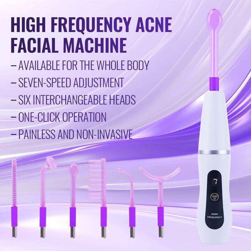 New 6in1 Dual Mode High Frequency Wand Orange (Argon) Acne Purple (Neon) for Firming Professional Home Spa Device Skin care