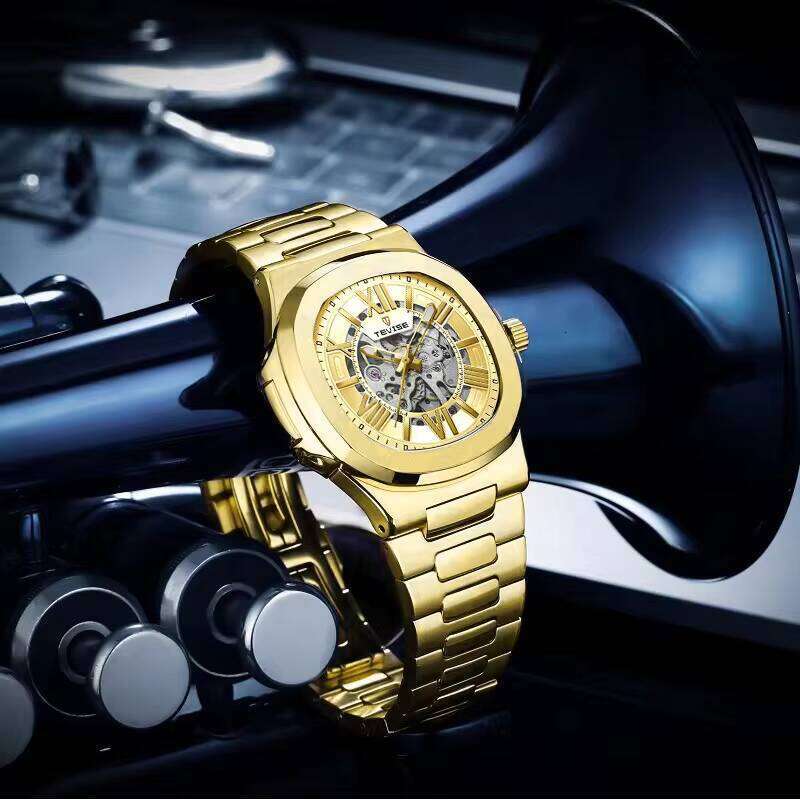 DHgargets Nautilus Skeleton Men's Business Watch Automatic Mechanical, Waterproof, Luminous, Stainless Steel, Classic Luxury Watch for Men