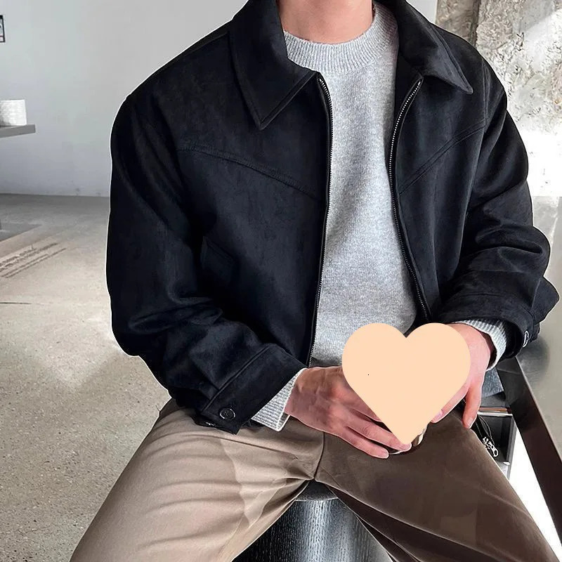 Men Jacket Single Breasted Coats Zipper Cardigan Spliced Long Sleeve Solid Outerwear High Street Loose Fit Pockets Button 250708