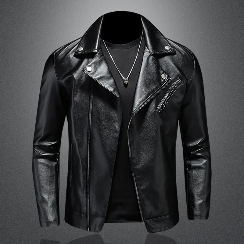 Autumn Motorcycle PU Leather Jacket Men Oversized Casual American Retro Overcoat Unisex Punk Streetwear Coats Bomber Jackets 250708