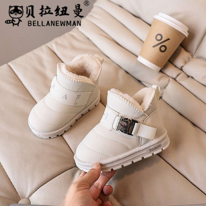 Boys' Thickened Warm Snow 2024 Winter New Girls' Black Cotton Shoes Student Short Boots for Older Children Trendy