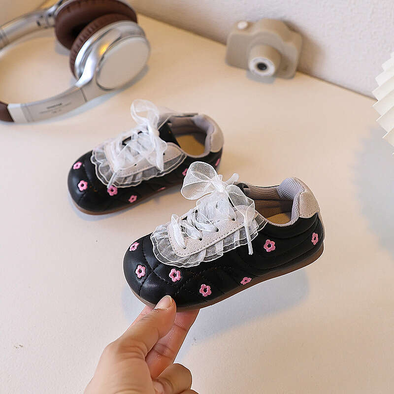 Children's Floral White Soft Sole Walking Shoes 2025 Autumn New Style Training Sneakers for Girls