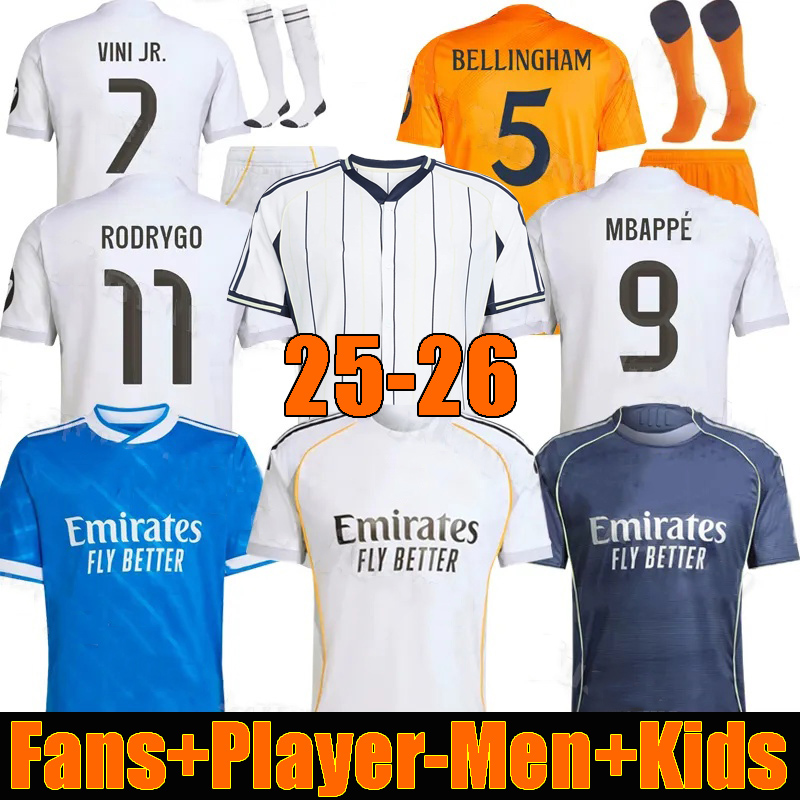 25 26 MBAPPE soccer jerseys BELLINGHAM VINI JR VALVERDE RODRYGO MODRIC Football jersey kits 24 25 26 CAMAVINGA realmadrids Child Kids Shirt uniform Camiseta