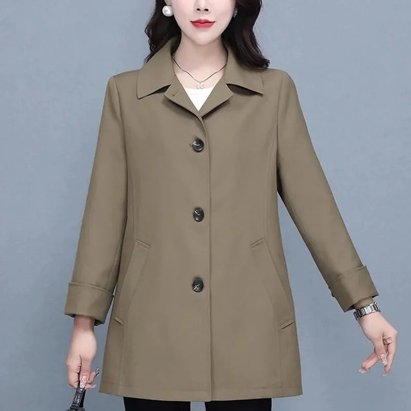 2025 Fashion Spring Autumn with lining Middle-aged Jacket Womens Coats Female Short Casual Windbreaker Ladies Outerwear 250708