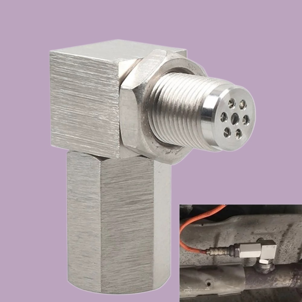 Update Universal 02 Bung Extension Catalytic Converter O2 Oxygen Sensor Spacer Oxygen Sensor Extender 90 Degree P0420 P0430 Silver