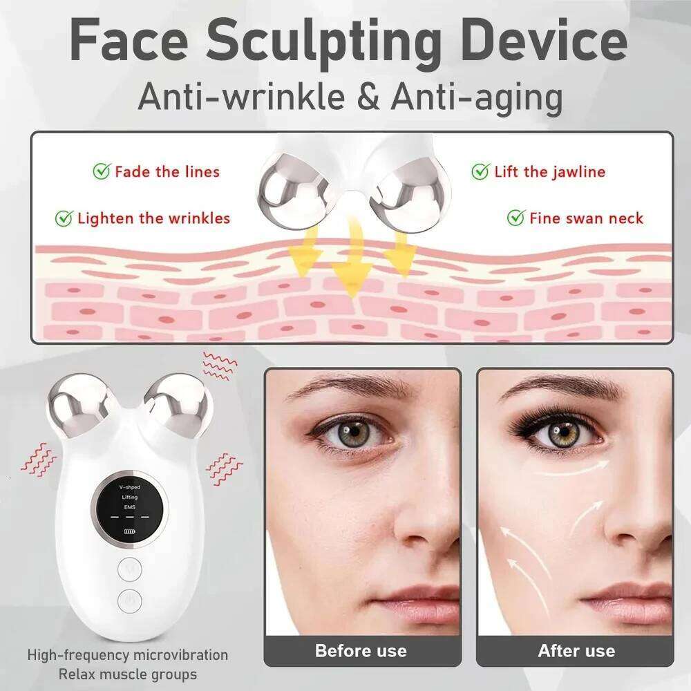 Facial Massager EMS Microcurrent Lifting Device Roller Anti Wrinkle V Shape Chin-up Face Lift hine Skincare Tool