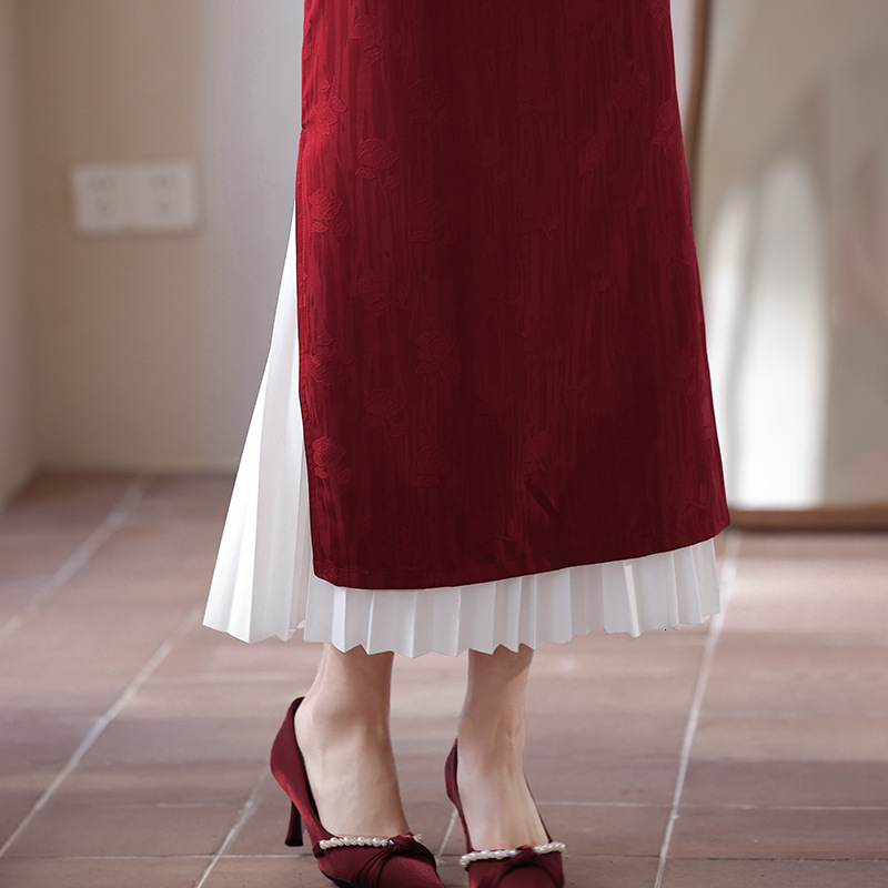 New women's skirt, new Chinese qipao inner layer multi-layer bottom skirt, women's solid color white underskirt, new elegant and dignified s