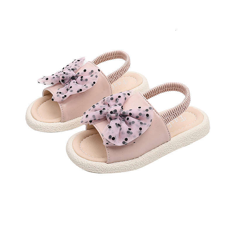 SHEIN Niche Design Girls' Bow Princess Sandals 2025 Summer New Children's Slip-On Beach Shoes