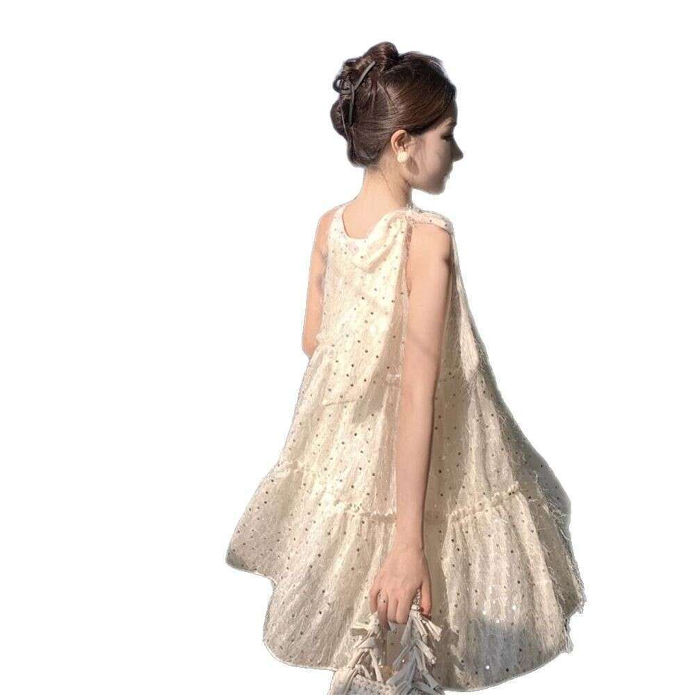 Gentle Style Lace-Up Halter Fairy For Women Summer New Fashion Sleeveless Sequin Doll Dress B5