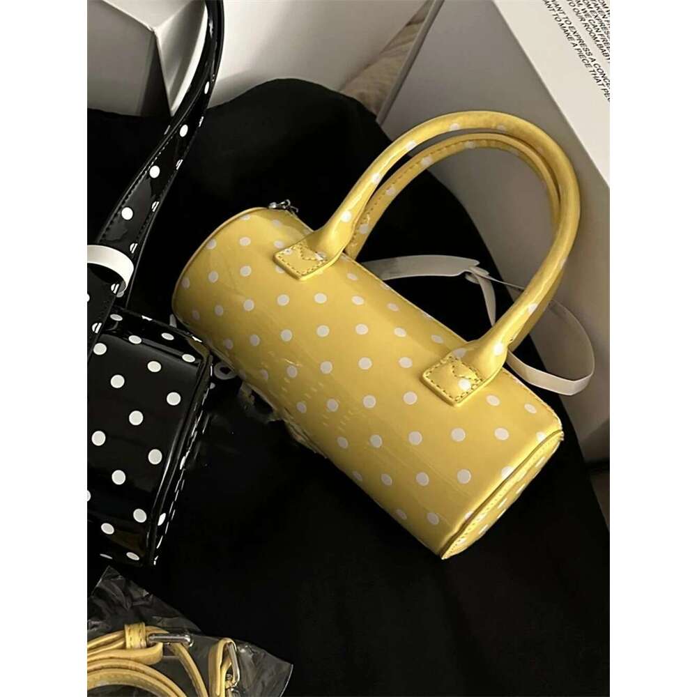Korean Style Cute Polka Dot Round Cylinder Handbag Women's Unique Design Trendy Shoulder Bag Female Commuting Crossbody Bags