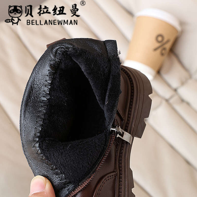 Children's British Style Martin 2024 Winter New Girls' Black Short Fashion Boots for Older Children