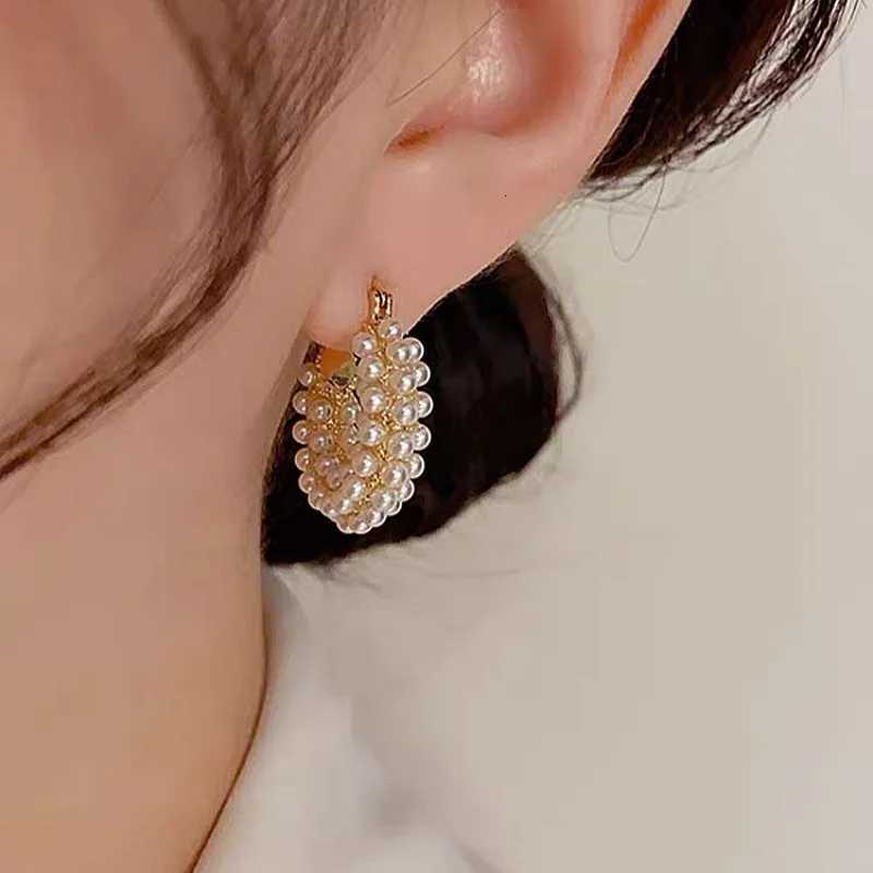 1 Pair Vintage Pearl Round Earrings for Wen Big Hoop Pierced Allergy Resistant Earrings Jewelry Wholes Y250714