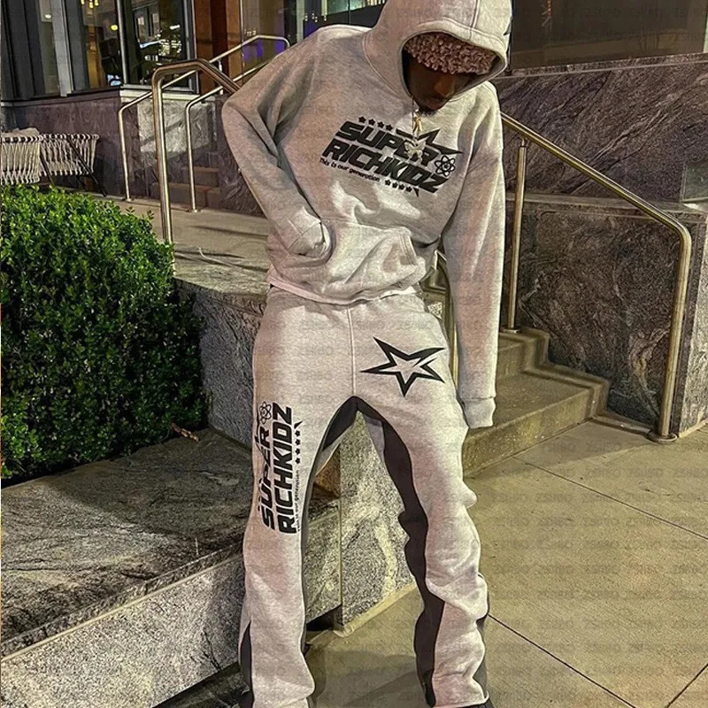 Y2K Aesthetics Retro Black Foam Print Pattern Hoodie 2000s Retro Grunge Goth Jacket Coat Gothic Set Clothing Sweatpants EMO 250708
