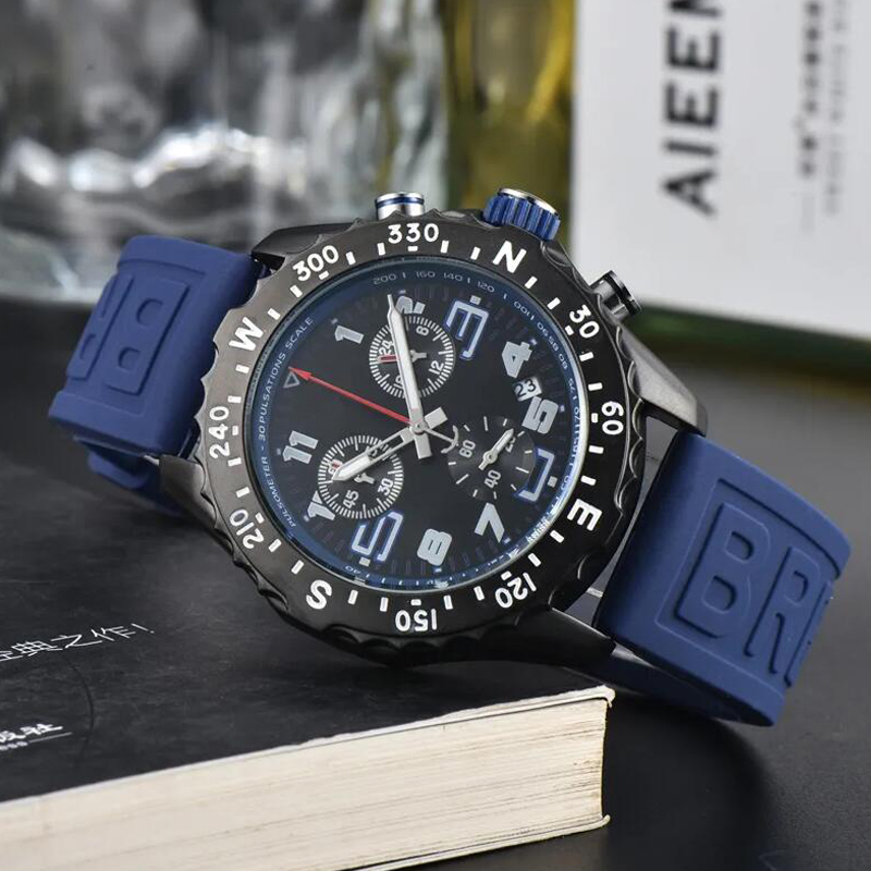 Watches High Quality New Color Sport Luxury Watches for Men Quartz Wristwatch Multifunctional Automatic Date Rubber Strap Hot Sale Fashion Male AAA Clocks