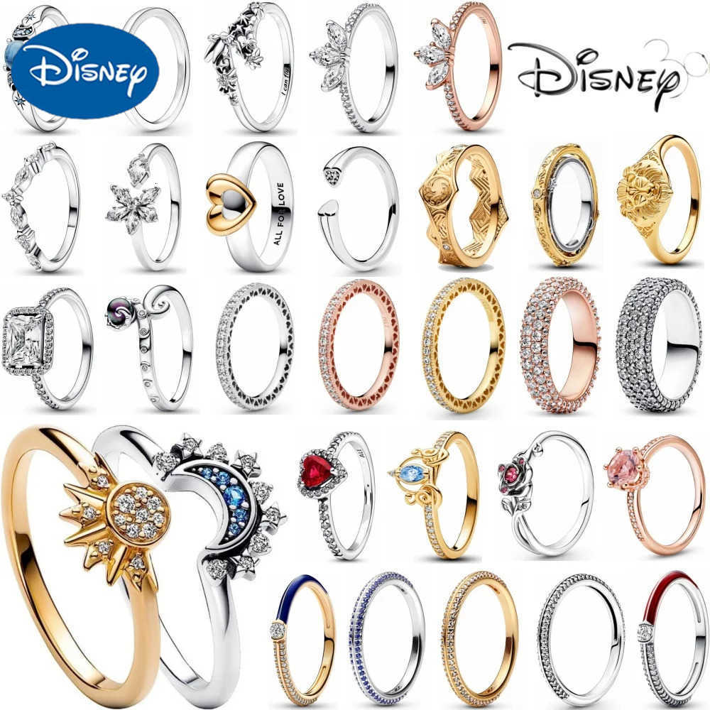 Disney Hot Sale Original Rings Rose Tiara Heart Sparkling Wedding For Women Sun and Moon Ring Crystals Fine Jewelry Gift W20250725
