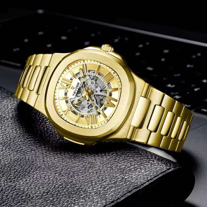 DHgargets Nautilus Skeleton Men's Business Watch Automatic Mechanical, Waterproof, Luminous, Stainless Steel, Classic Luxury Watch for Men
