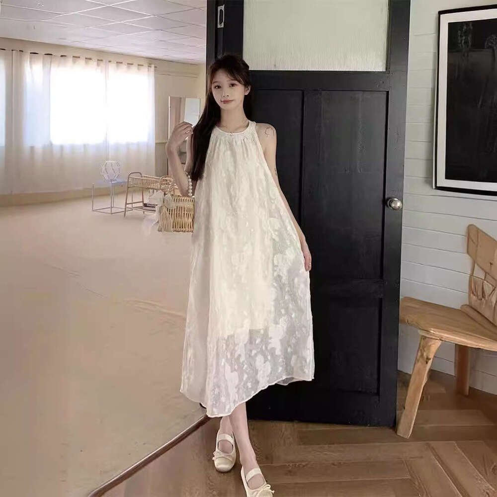 French Sleeveless Halter For Women, Summer New High-End Elegant Long Dress, Gentle Style A-Line Fairy Dress B5