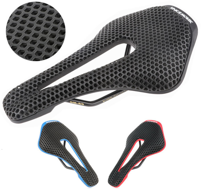 RYET 3D Printed Bicycle Saddle Ultralight Carbon Fiber Hollow Comfortable Breathable MTB Gravel Road bike Cycling Seat Parts 240507