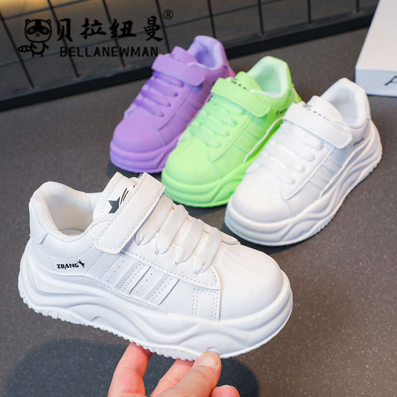 Children's Trendy White 2025 Spring and Autumn New Korean Style Girls' Fashion Thick-Soled Sneakers Boys' Versatile Casual Shoes