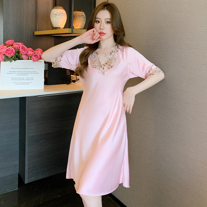 Y23-Lace silk nightdress home wear women's ice silk nightdress summer dress