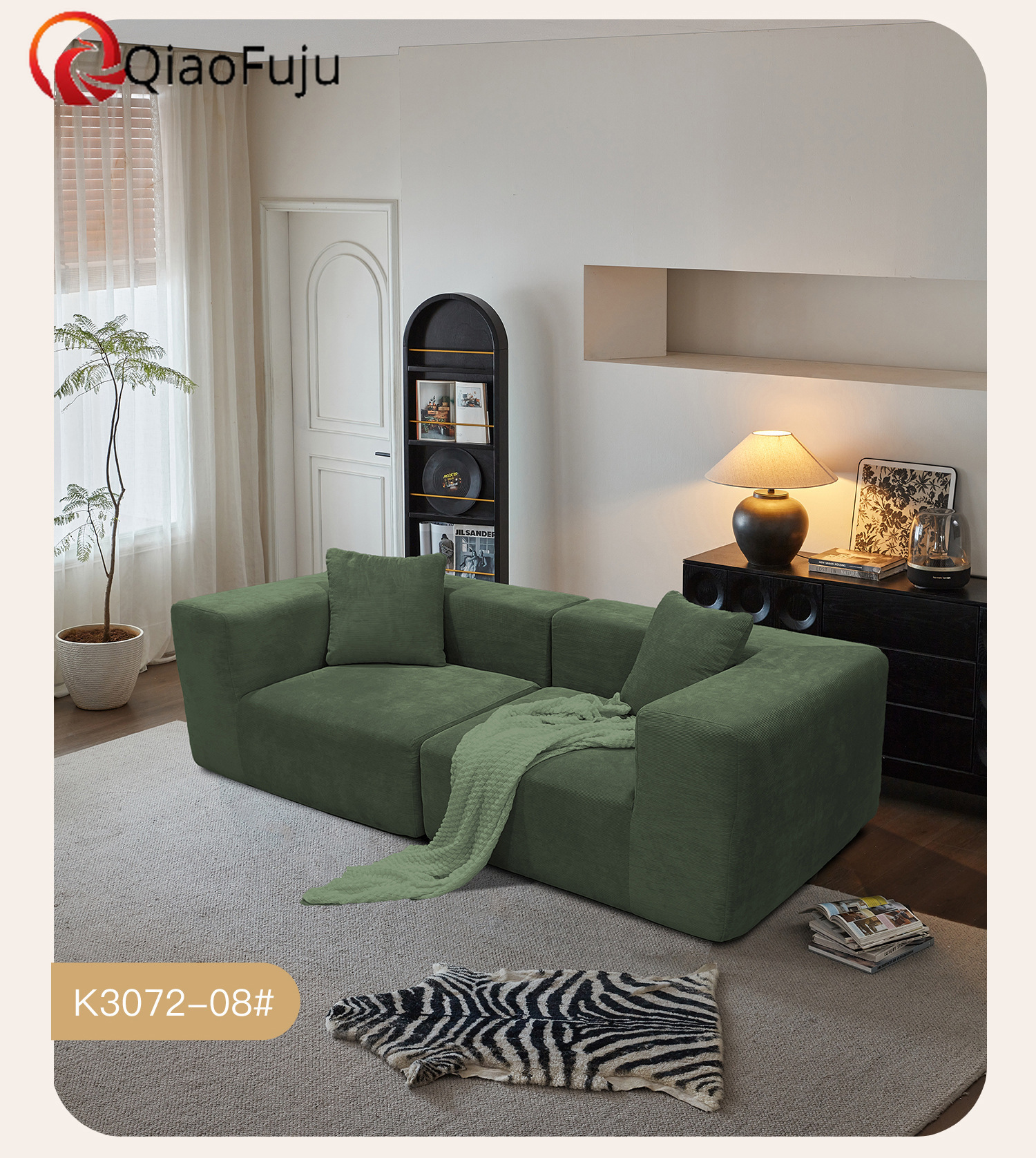 Corduroy tofu sofa combination lazy cream wind straight row Nordic living room fabric sofa Imported Large sofa: 3 meters in length. Long sofa: suitabl