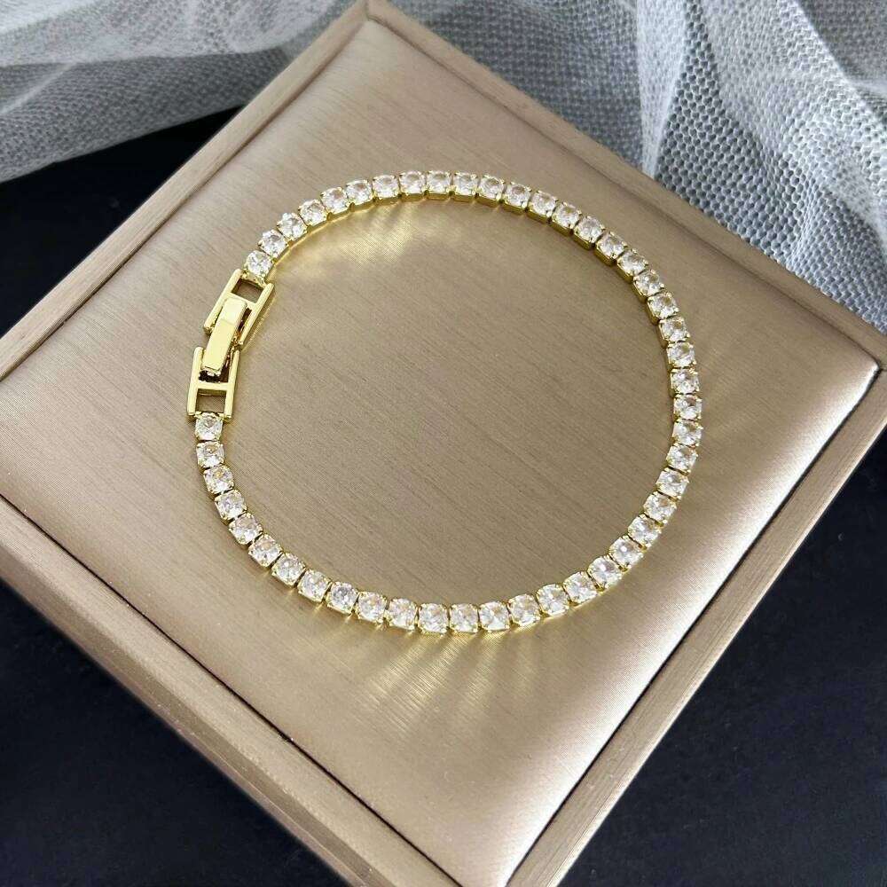 Stainless Steel Gold/ Sier Color 4mm Zirconia Chain Tennis Bracelets for Women 16/18 cm Wristband Pulsera Jewelry Gifts