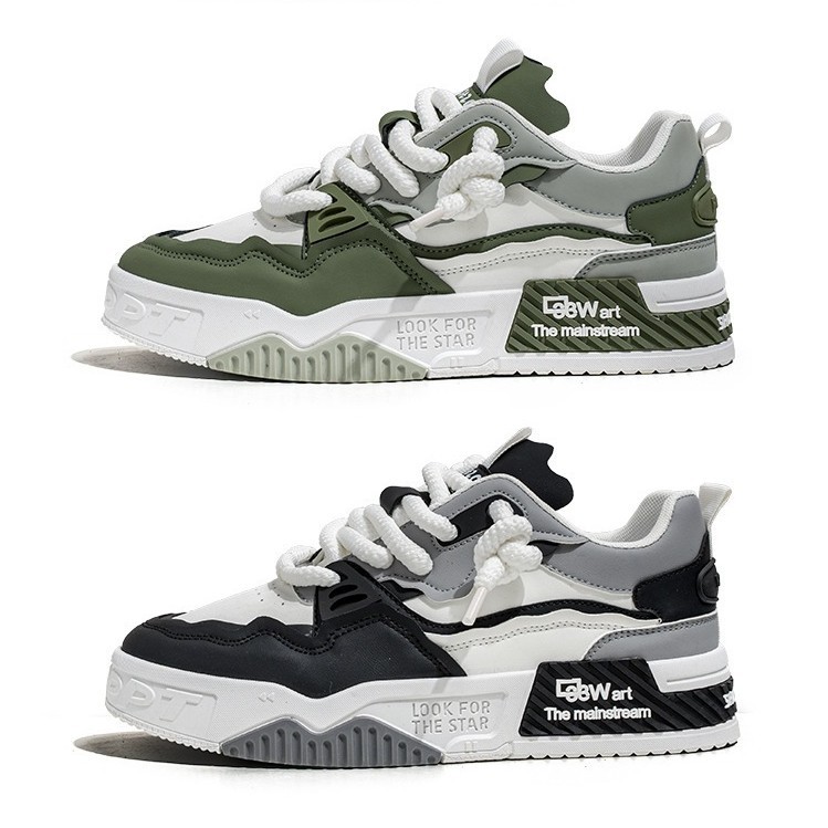 Free shipping designer plus size fashionable men shoes new thick soled casual flat shoes anti slip youth sports