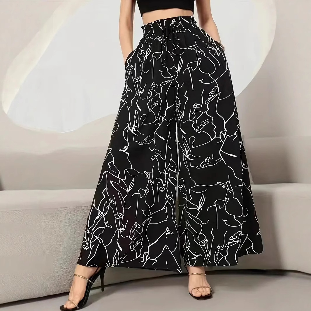 2025 New Women's Skirt New Luxury Women's Pants Skirt Printed Long Skirt Women's Pants Summer Large Bottom Long Fold Design New Designe