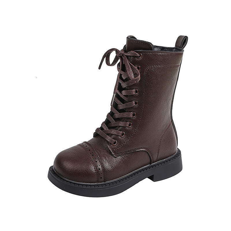 Girls' Fashion 2024 Autumn New Mid-Calf for Big Kids Knight British Style Martin Boots