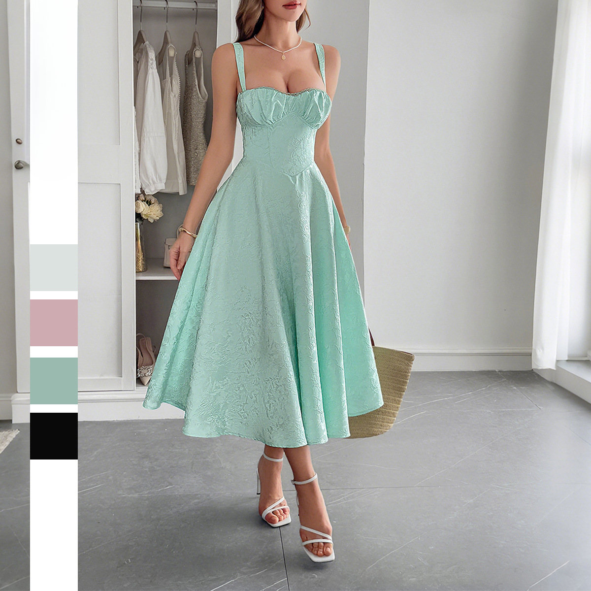 2025 New Women's Dress Elegant Evening Dress Women's Dress Summer Strap Skirt New Designer Dress New Women's Dark Pattern Luxury Style 