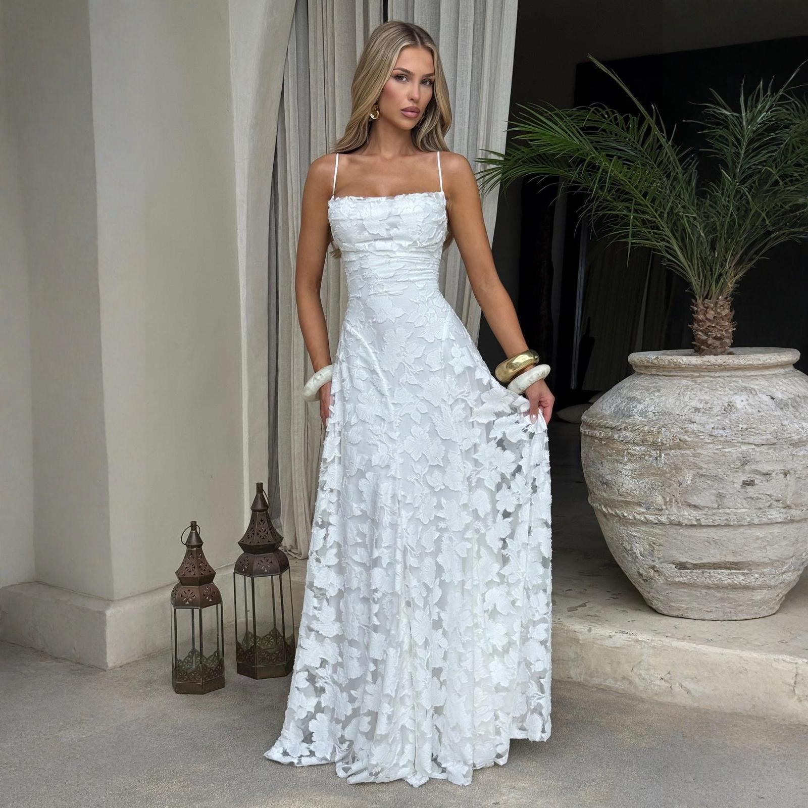 2025 New Women's Skirt Summer New Women's Sexy Thin Shoulder Strap Chiffon Elegant Backless Evening Dress New Designer Dress