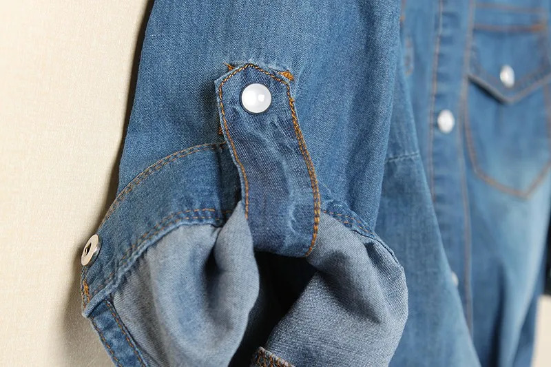 Women Spring Autumn Lightweight Denim Jacket Chic Halfsleeve Cardigans Turndown Collar Laceup n Shirt 250704