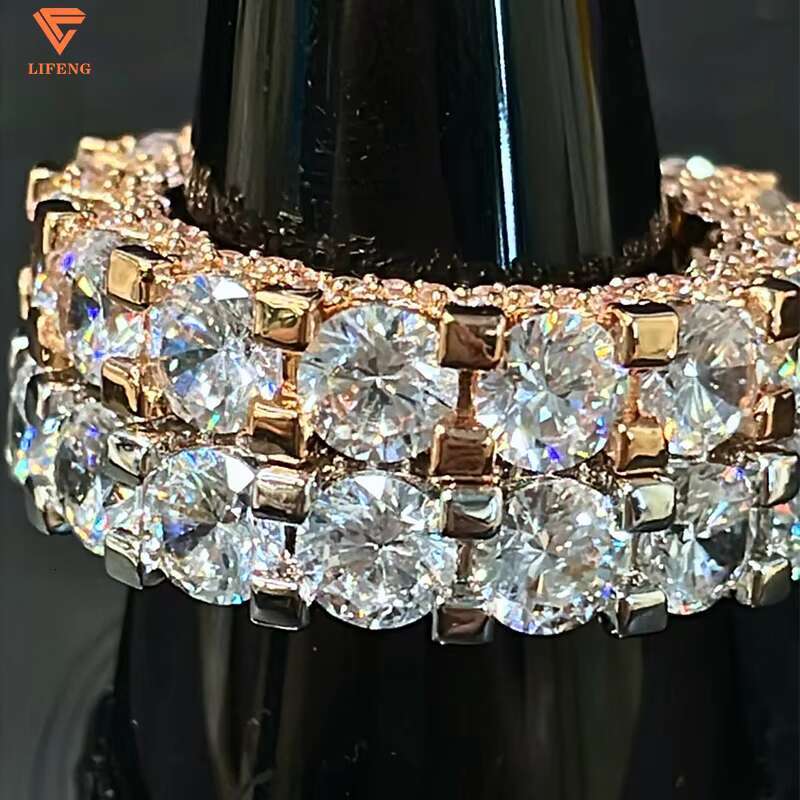 Luxury Jewelry 4mm Moissanite Ring 925 Sterling Silver Gold Plated Fashion Ring for Men and Women