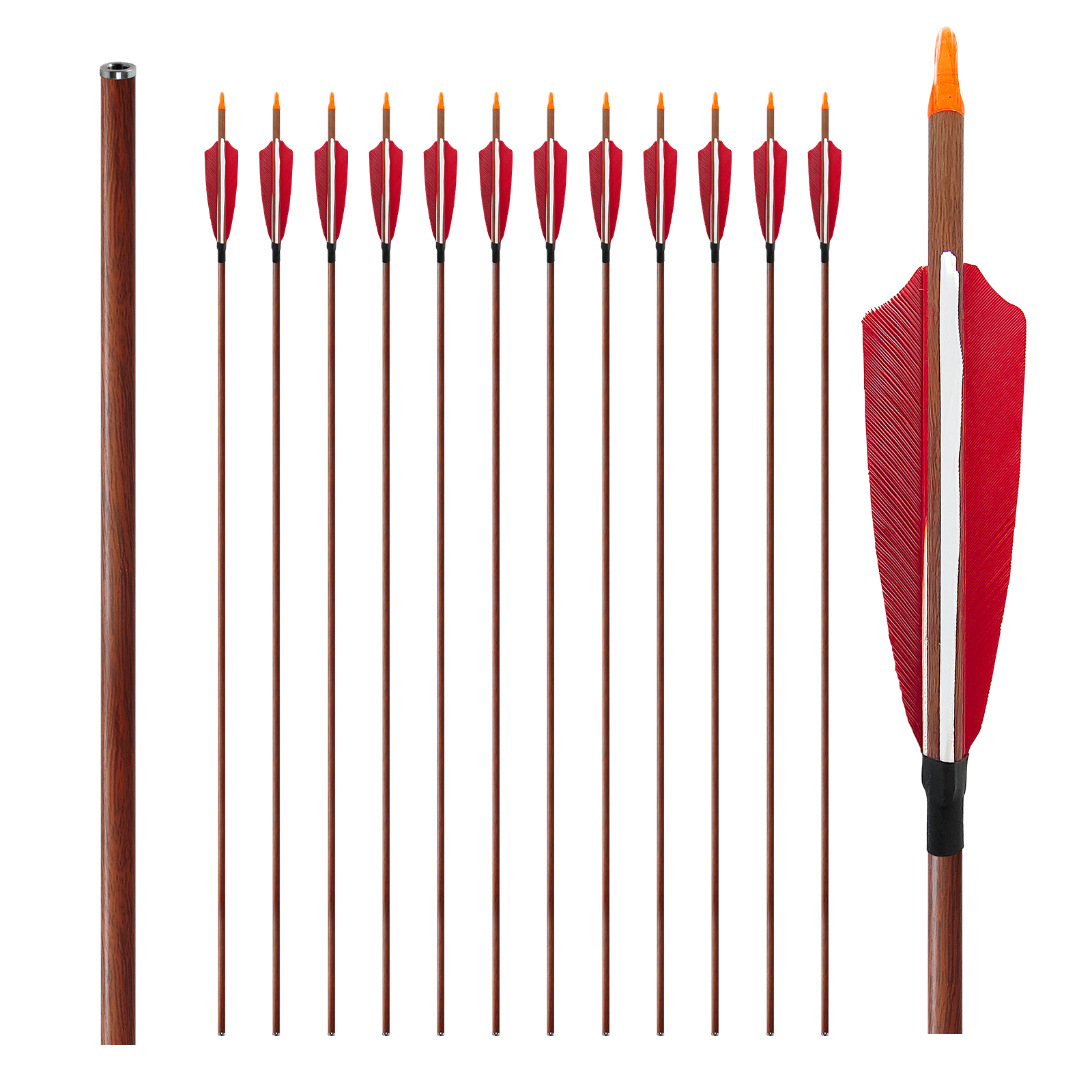 31inch Hunting Arrows Without Arrowheads Woodern Spine250-600 Carbon Fiber Archery Targeting Arrows 6.2mm Practice Arrows for Recurve Bow and Compound