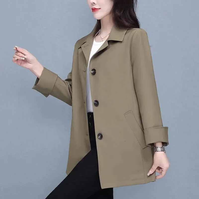 2025 Fashion Spring Autumn with lining Middle-aged Jacket Womens Coats Female Short Casual Windbreaker Ladies Outerwear 250708