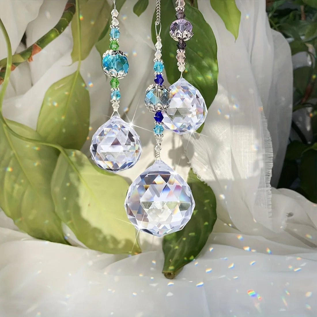 1/3pcs Clear Crystal Prism Suncatcher Ball Rainbow Maker Prism Hanging Window Decor Yard Art Decor 250714