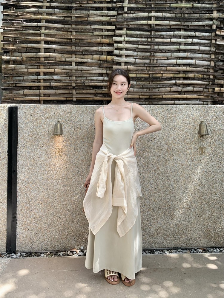G9293 Spring and Summer Minimalist Waistband Chest Pad Dress for Women