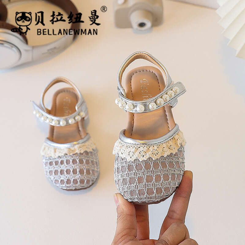 Choice Girls Sandals 2025 Summer New Korean Style Children's Fashion Beaded Closed-Toe Princess Baby Shoes