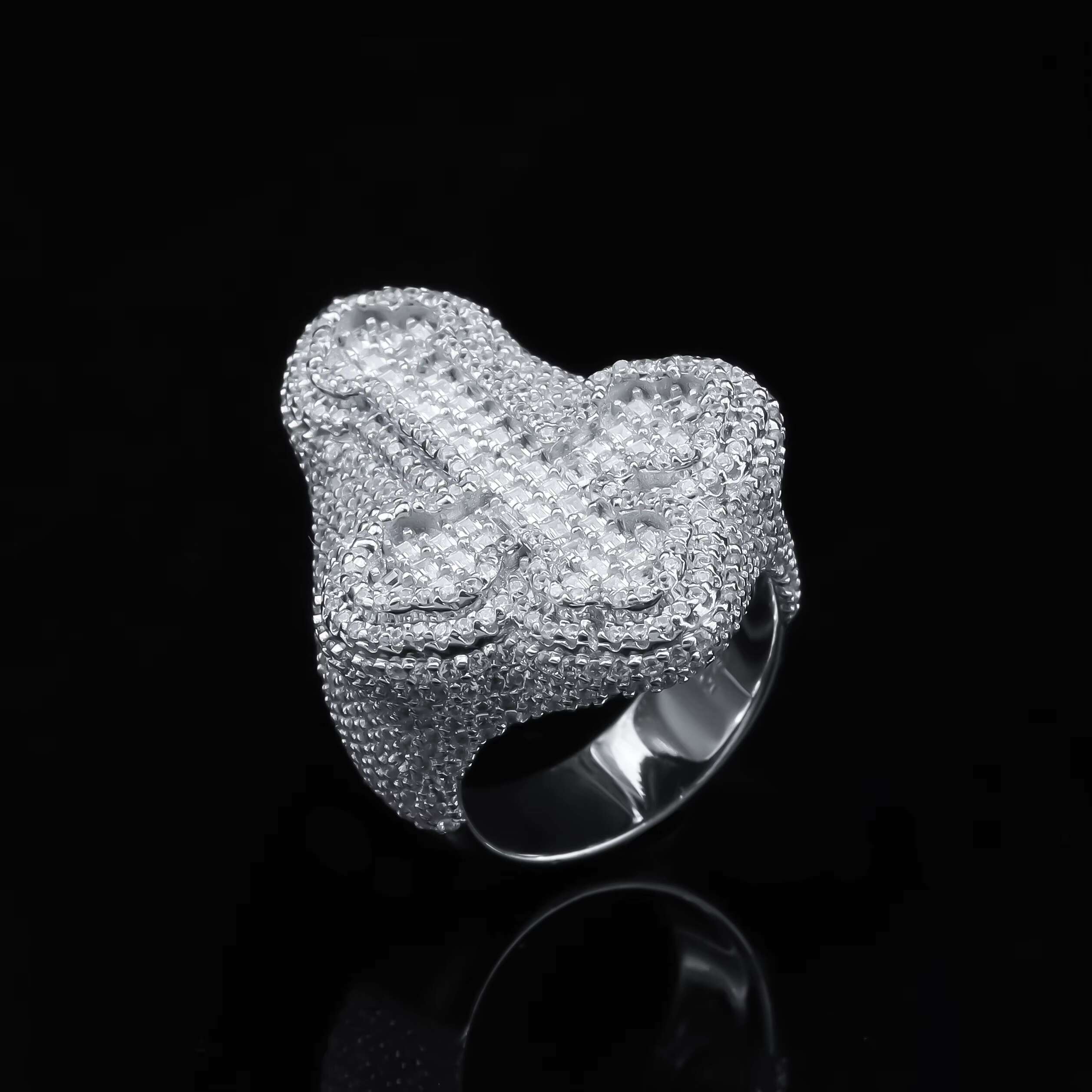 Hip Hop Fashion Style High Quality Vvs D Color Moissanite Baguette Men Diamond Rings S925 Silver Iced Out Cross Hip Hop Ring