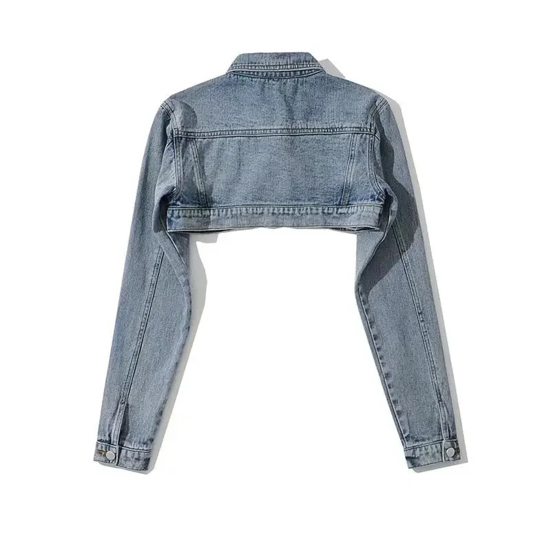 American Style Spicy Girl Denim Jacket Womens High-Waisted Shoulder Sensibility Niche Vintage Motorcycle Versatile Short 250709