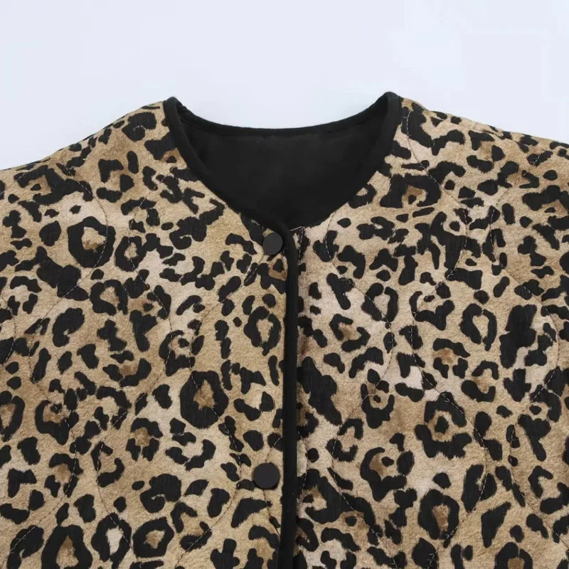 TRAF Leopard Jacket Outerwears Womens Autumn Winter Elegant Print Jacket Coats Ladies Fashion Casual Long Sleeve Coats 250708