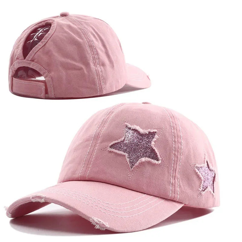 2024 Star Hollow Out Tail Baseball Cap for tail Hat Women Hip Hop Adjustable Distressed Hats Casquettes Femmes 250704