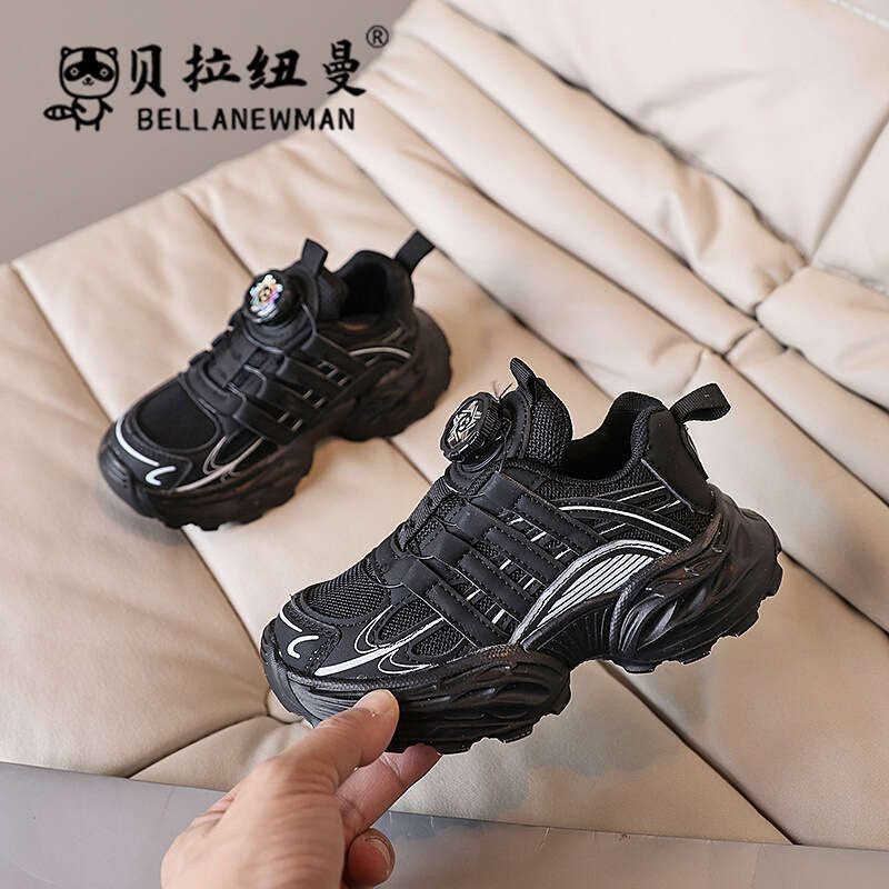 Boys' Rotating Button Lightweight Fashion Sneakers 2025 Spring Autumn New Korean Style Girls' Internet Celebrity Running Shoes Big Kids