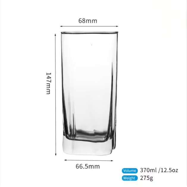 Wholesale 370ml 12.51oz Heat Resistant Lemonade Glass Cup Custom Soda Lime Classic Design Party Safe for Restaurants