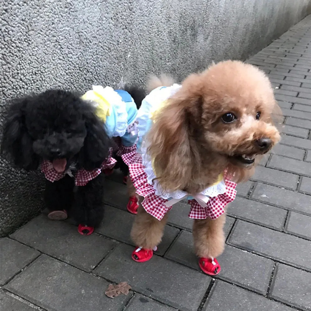 4pcs Small Size Dogs Mesh Sandals Breathable Summer Dog Shoes Safety Reflective Anti-Slip Sneakers for Puppy Teddy Pet Supplies 250709