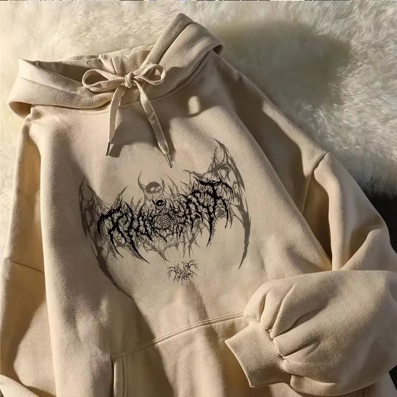 Skull Graphic Printed Long Sleeve Men Hooded Womens Sweatshirt Gothic Top Black Punk Style Fashion Cool Girl Unisex Hoodie 250708