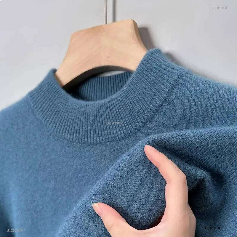 Winter Men Woolen Sweater Warm Solid Color cashmere Inner lap Pullovers Mens Casual fashion Sweaters Turtleneck Knitwear 240816