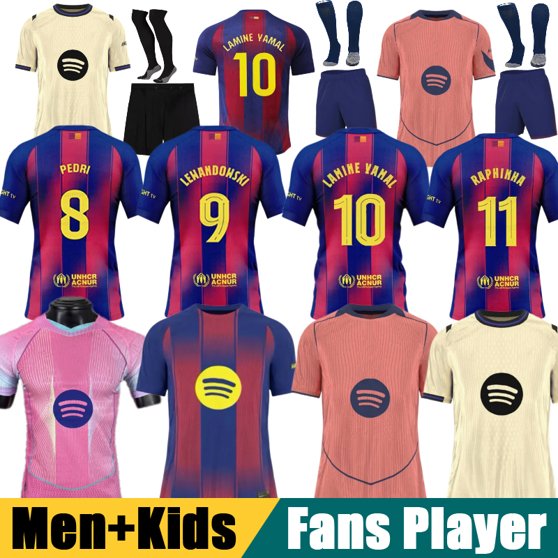 25 26 LAMINE YAMAL Lewandowski soccer jerseys OLMO KESSIE GAVI Raphinha FERRAN 2025 2026 football shirt kids Kounde men kids kit fans player