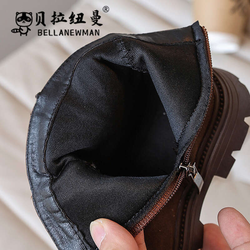 Children's Double-Sided Fleece Short 2024 Autumn New Korean Girls' British Style Martin Boots for Older Kids